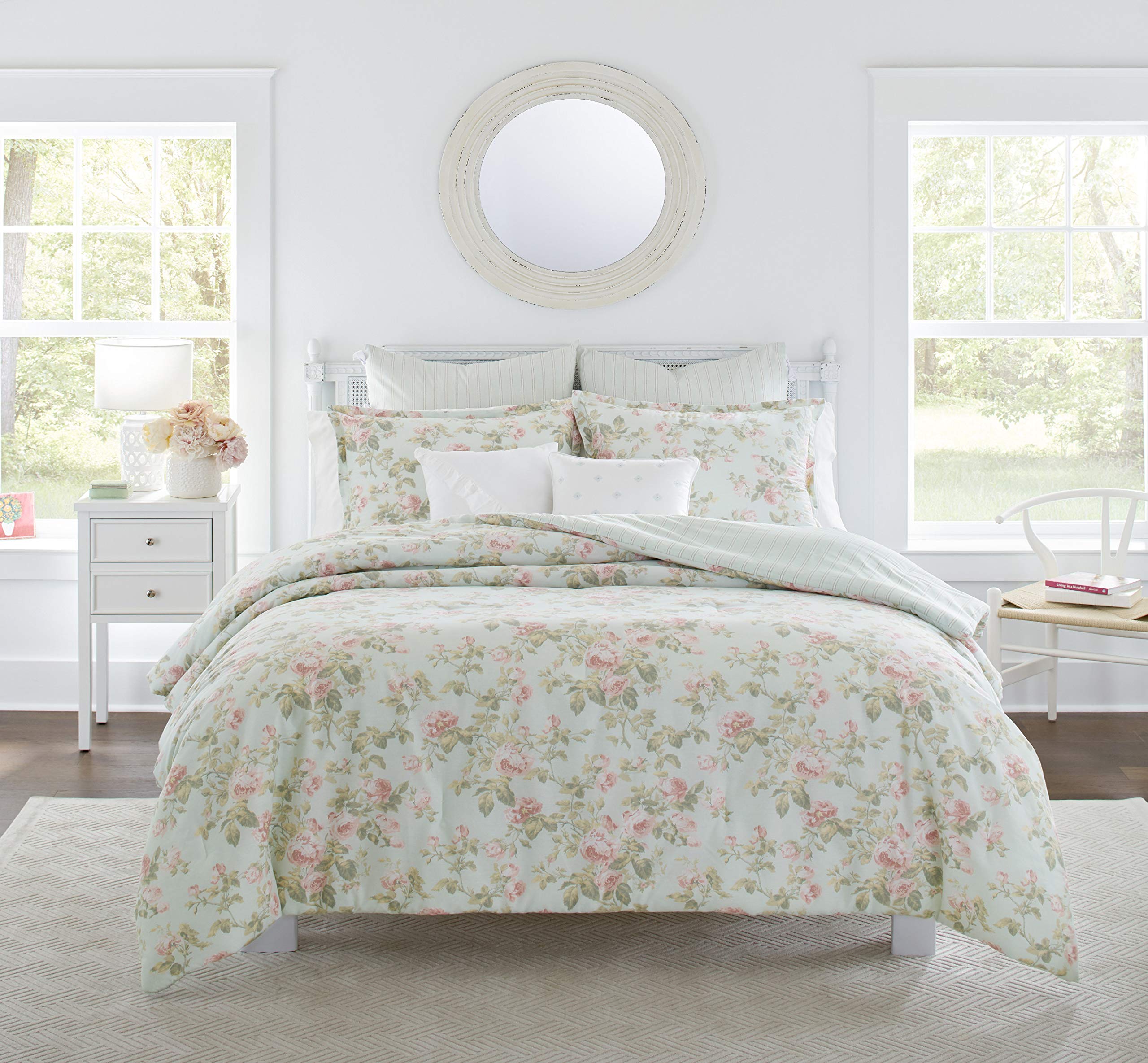 Version 1.0.0 Juego de edredón reversible Laura Ashley Revman International USHS8K1146478 algodón talla King color azul pastel Madelyn