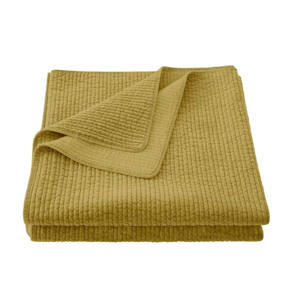 Colcha terciopelo algodón lavado a piedra HiEnd Accents FB6500-FQ-TU súper Queen amarillo topo estilo rústico