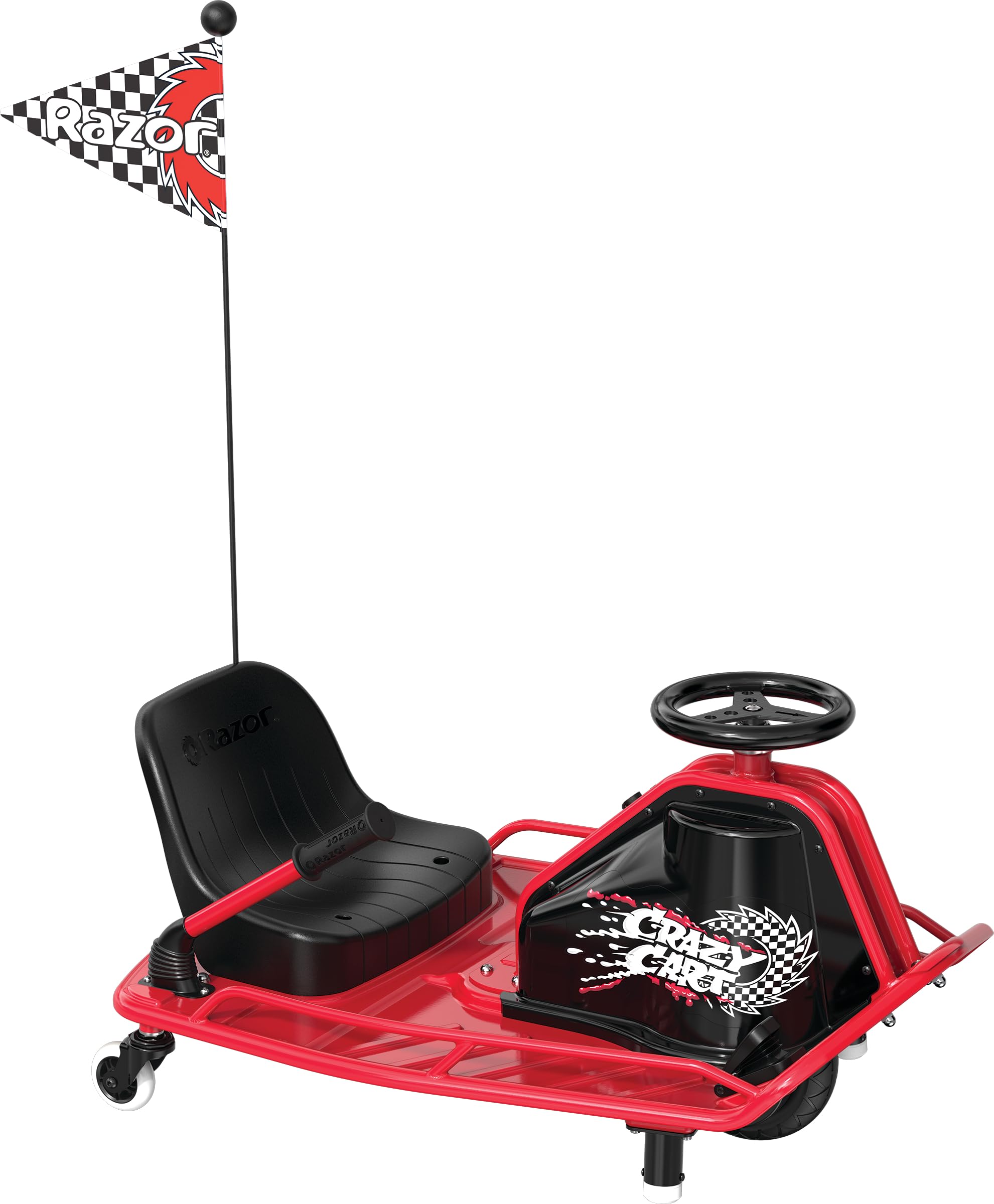 Version 1.0.0 Razor Crazy Cart - Carrito motorizado de deriva de 24 V, velocidad variable, hasta 12 mph, barra de deriva para giros co