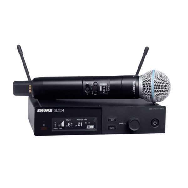 Shure Sistema de micrófono inalámbrico digital SLXD24/B58, incluye transmisor de mano SLXD2 con cápsula de micrófono voc