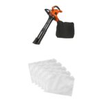 BLACK+DECKER Kit de soplador de hojas eléctrico 3 en 1 con bolsas de vacío soplador de hojas, desechable (BV6000 y BV-00