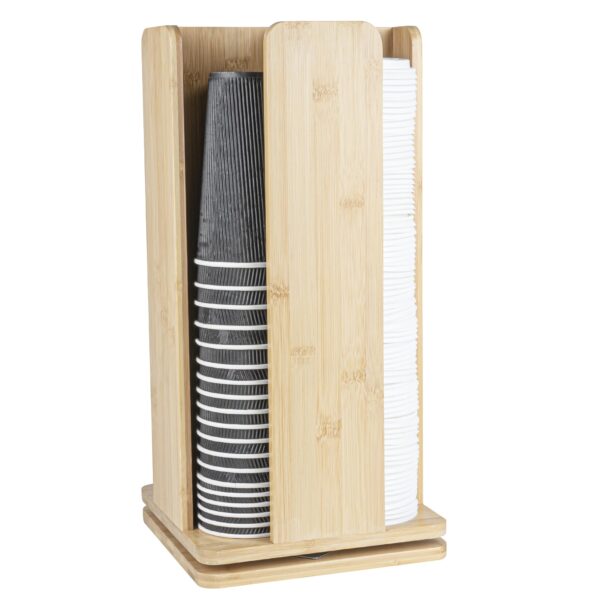 Organizador giratorio Restaurantware Restpresso RWB0419 bambú natural 4 secciones 9x18 pulgadas tazas y tapas café