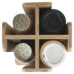 Organizador giratorio Restaurantware Restpresso RWB0419 bambú natural 4 secciones 9x18 pulgadas tazas y tapas café