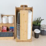 Organizador giratorio Restaurantware Restpresso RWB0419 bambú natural 4 secciones 9x18 pulgadas tazas y tapas café