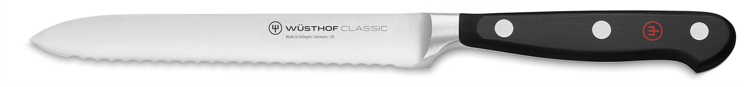 Version 1.0.0 WÜSTHOF Cuchillo utilitario dentado clásico de 5 pulgadas, negro Wusthof 1040101614