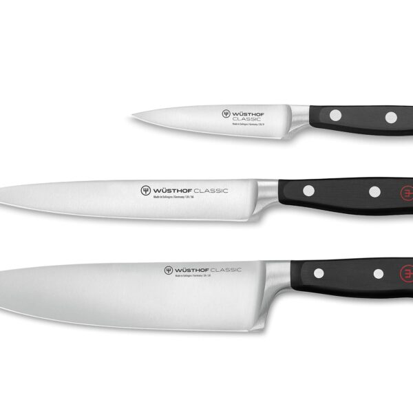 WÜSTHOF Juego de cuchillos de chef clásicos de 3 piezas, color negro Wusthof 1120160301