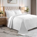 Juego de colcha matelasse en cascada 3 piezas Home City Inc BEDSPREAD CCAD-QN-WH algodón tamaño Queen blanco