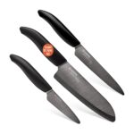 Kyocera Revolution Juego de cuchillos de cerámica de 3 piezas, 6, 5 y 3 pulgadas, color negro