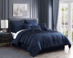 Juego de edredón Riverbrook Home 82395 King 10 piezas 100% poliéster azul oscuro Destiny para recámara