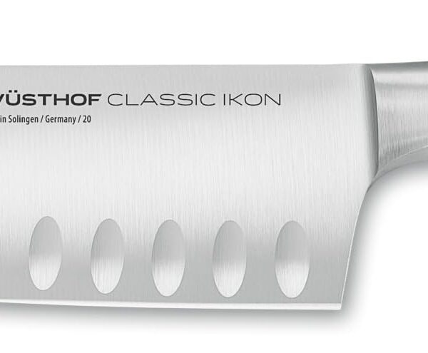 WÜSTHOF Classic IKON Cuchillo Santoku de borde hueco de 7 pulgadas, negro 1040331317