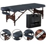 Master Massage Newport - Paquete de mesa de masaje portátil con cojín más denso de 2.5 pulgadas, madera dura teñida de n