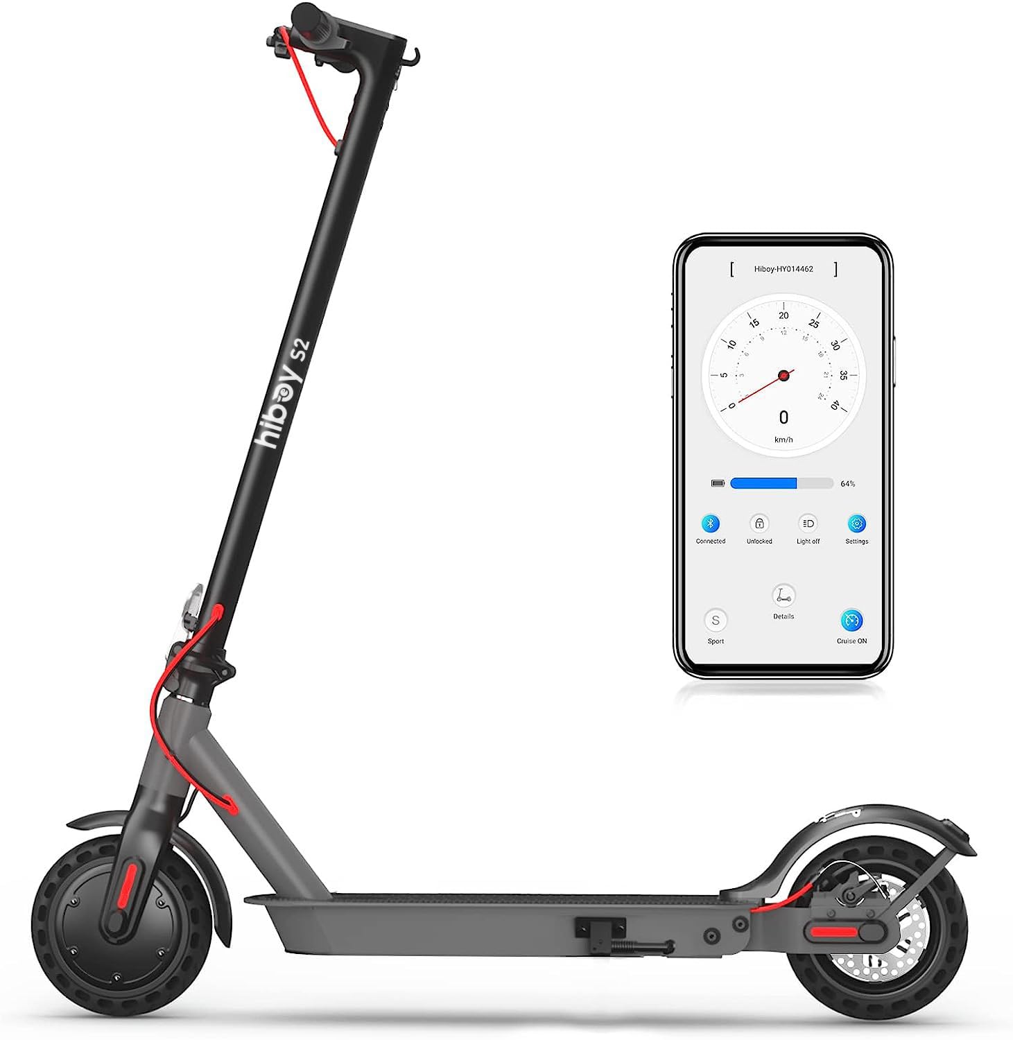 Version 1.0.0 Hiboy S2 Electric Scooter - 8.5" Solid Tires - Up to 17 Miles Long-Range & 19 MPH Portable Folding Commuting Scooter for