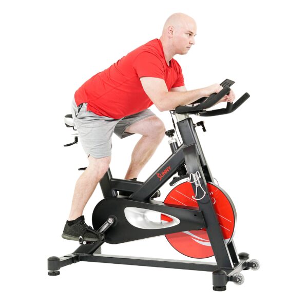 Bicicleta de ciclismo indoor Sunny Health Fitness SF-B1986 volante 40 lb resistencia magnética ajustable sensor de pulso