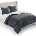 Juego de edredón Britannica Home Fashions 00519 UGG Blissful blanco reversible relleno alternativo plumón suave cálido Q