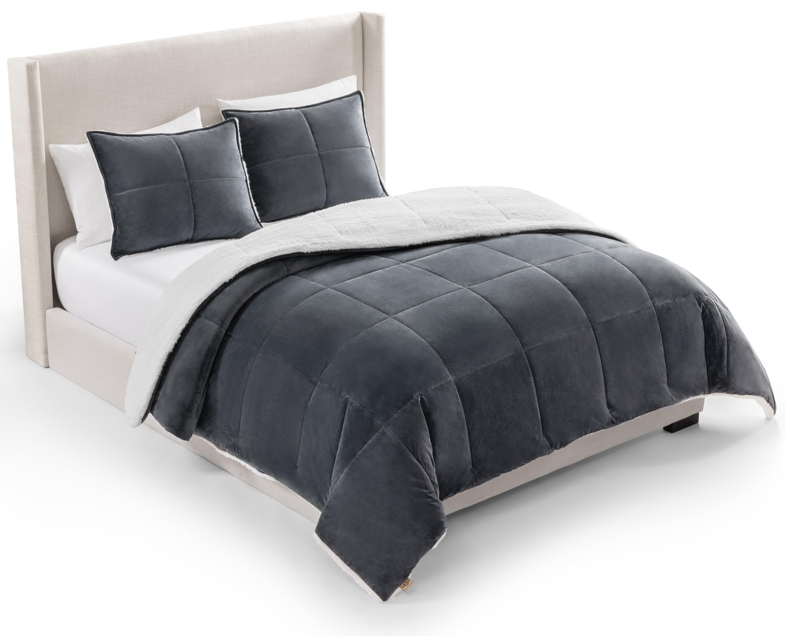 Version 1.0.0 Juego de edredón Britannica Home Fashions 00519 UGG Blissful blanco reversible relleno alternativo plumón suave cálido Q