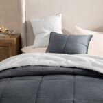 Juego de edredón Britannica Home Fashions 00519 UGG Blissful blanco reversible relleno alternativo plumón suave cálido Q