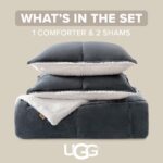 Juego de edredón Britannica Home Fashions 00519 UGG Blissful blanco reversible relleno alternativo plumón suave cálido Q