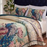 Juego de edredón reversible Greenland Home Fashions GL-2001EMSK microfibra cepillada 3 piezas King diseño Eden Peacock