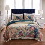 Juego de edredón reversible Greenland Home Fashions GL-2001EMSK microfibra cepillada 3 piezas King diseño Eden Peacock