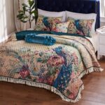 Juego de edredón reversible Greenland Home Fashions GL-2001EMSK microfibra cepillada 3 piezas King diseño Eden Peacock