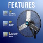 Ventilador de Pared Oscilante Industrial Tornado Pro HI-FAN-24MOWF-A-1P 24 Pulgadas 3 Velocidades 7200 CFM 185W Certific