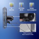 Ventilador de Pared Oscilante Industrial Tornado Pro HI-FAN-24MOWF-A-1P 24 Pulgadas 3 Velocidades 7200 CFM 185W Certific