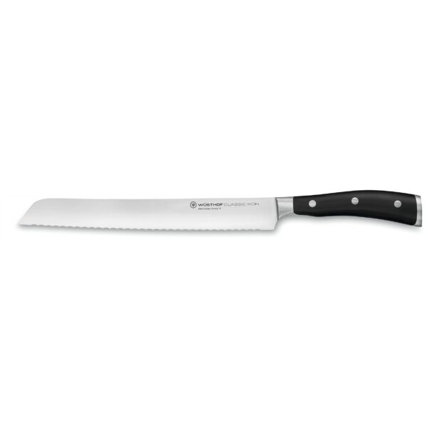 Wüsthof Classic IKON - Cuchillo de pan con doble dentadura de 9 pulgadas, color negro 1040331123