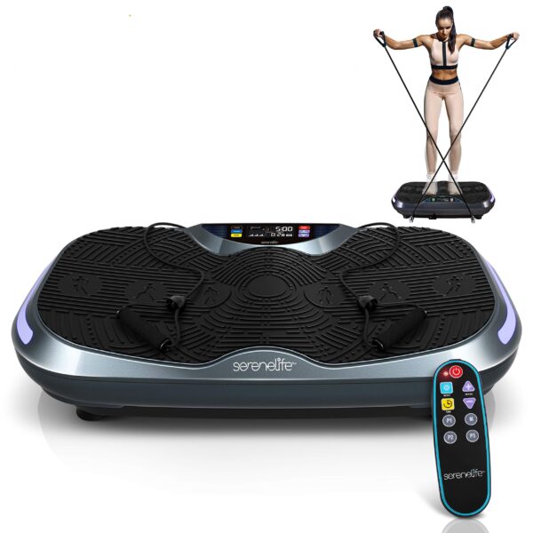 Plataforma de vibración corporal 3D SereneLife SLVBX3 300W 2 motores movimiento oscilatorio lineal y combinado con banda