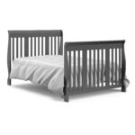 Storkcraft Portofino - Cuna convertible 5 en 1 y cambiador (gris) - Combo de cuna y cambiador con cajón, se convierte en