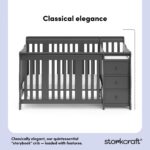 Storkcraft Portofino - Cuna convertible 5 en 1 y cambiador (gris) - Combo de cuna y cambiador con cajón, se convierte en