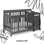 Storkcraft Portofino - Cuna convertible 5 en 1 y cambiador (gris) - Combo de cuna y cambiador con cajón, se convierte en