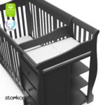 Storkcraft Portofino - Cuna convertible 5 en 1 y cambiador (gris) - Combo de cuna y cambiador con cajón, se convierte en