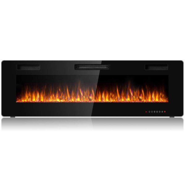 Chimenea Eléctrica Empotrada 60 Pulgadas Tangkula GT-TK-60742-EP 750-1500W Llama LED Ajustable