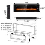 Chimenea Eléctrica Empotrada 60 Pulgadas Tangkula GT-TK-60742-EP 750-1500W Llama LED Ajustable