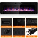 Chimenea Eléctrica Empotrada 60 Pulgadas Tangkula GT-TK-60742-EP 750-1500W Llama LED Ajustable