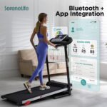 Caminadora portátil SereneLife SLFTRD26BT con inclinación banda 40x16 pulgadas 265 lb app Bluetooth programa entrenador