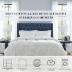 Edredón Pointehaven 300DACMKCWH Algodón Satinado 300 Hilos Damasco King Cal King Blanco Hipoalergénico 300 GSM