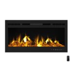Chimenea eléctrica empotrada Northwest 80-EFFV-2, 36 pulgadas, llamas LED, control remoto, soporte de troncos y cristal,