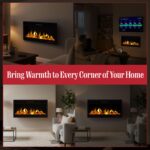 Chimenea eléctrica empotrada Northwest 80-EFFV-2, 36 pulgadas, llamas LED, control remoto, soporte de troncos y cristal,