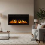 Chimenea eléctrica empotrada Northwest 80-EFFV-2, 36 pulgadas, llamas LED, control remoto, soporte de troncos y cristal,