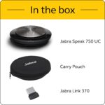 Jabra Speak 750 UC - Altavoz inalámbrico Bluetooth con adaptador USB Link 370 – Altavoz de conferencia portátil para reu