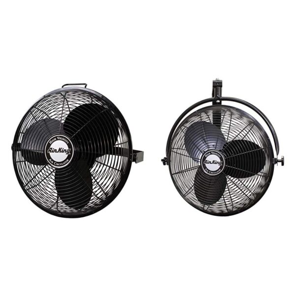 Paquete Ventiladores Industriales Air King 9318 18 Pulgadas Alta Velocidad y 9020 1/6 HP 20 Pulgadas Montaje Pared Negro