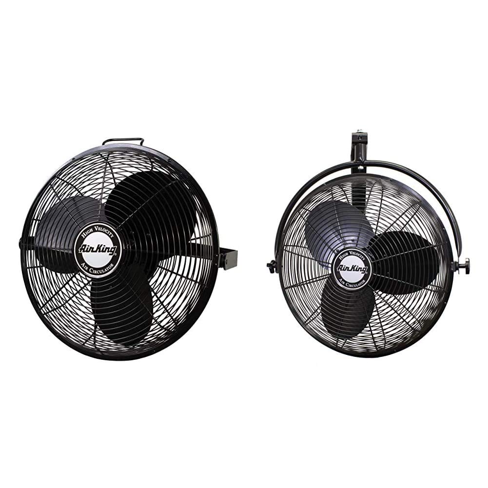 Version 1.0.0 Paquete Ventiladores Industriales Air King 9318 18 Pulgadas Alta Velocidad y 9020 1/6 HP 20 Pulgadas Montaje Pared Negro