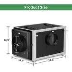 Deshumidificador comercial Waykar AFD2.5D 158 pintas doble conducto HVAC control remoto cobertura 6500 pies cuadrados