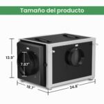 Deshumidificador comercial Waykar AFD2.5D 158 pintas doble conducto HVAC control remoto cobertura 6500 pies cuadrados