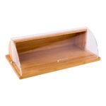 Panera de madera Restaurantware RWB0453 bambú natural 20x11.5x6.5 pulgadas tapa transparente cocina
