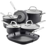 Batería de Cocina KitchenAid 80129 Antiadherente Inducción Anodizado Duro 10 Piezas Negro Mate