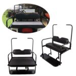 ECOTRIC Kit de Asiento Trasero Abatible Plegable Compatible con Carrito de Golf EZGO TXT de 1995 en Adelante con Soporte