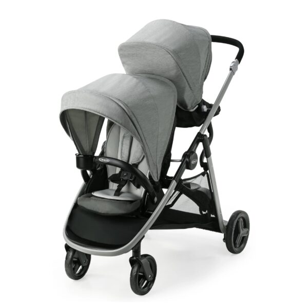 Graco Ready2Grow LX 2.0 - Cochecito doble con opciones de asiento de banco y plataforma de pie, Clark