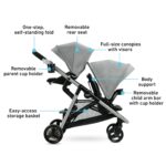 Graco Ready2Grow LX 2.0 - Cochecito doble con opciones de asiento de banco y plataforma de pie, Clark